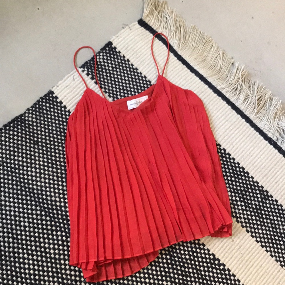 Abercrombie Red Pleated Tank, S